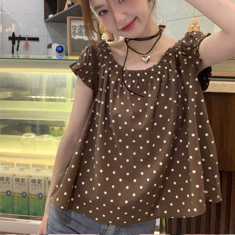 Summer Youth Clothing - الكورية مزاجه البولكا نقطة بلوزة فضفاضة