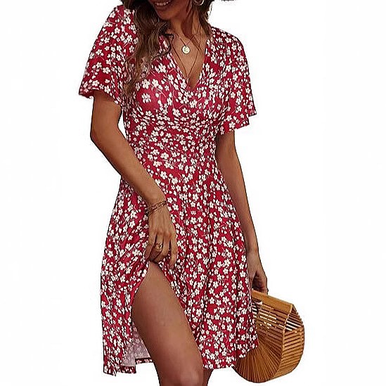 Sundress Midi Floral - فستان نسائي صيفي بدون أكمام بطبعة