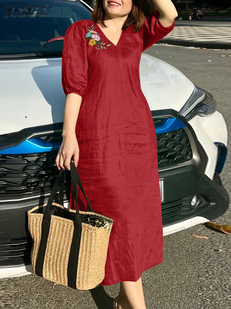 Sundress Midi Floral - فستان نسائي صيفي موضة 2024 من