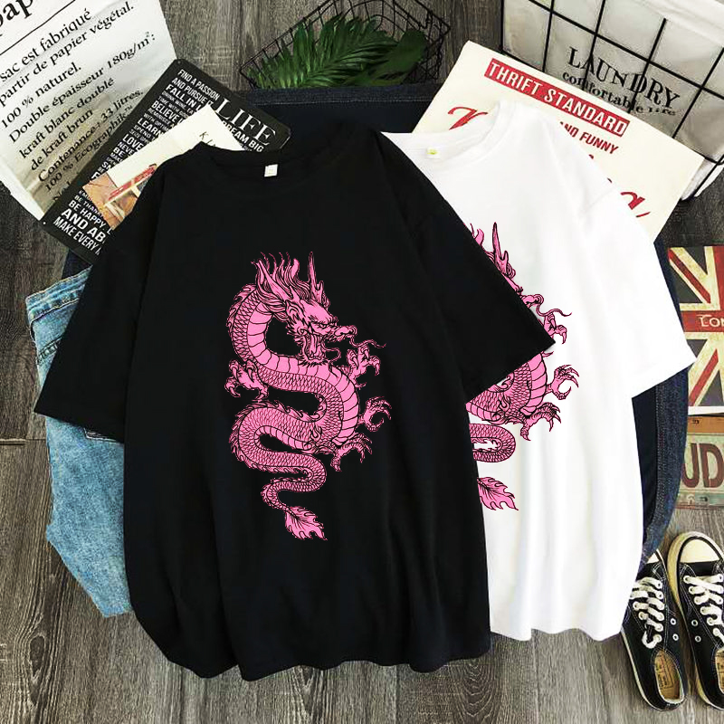 Summer Goth Clothing - تي شيرت حريمي وردي على شكل
