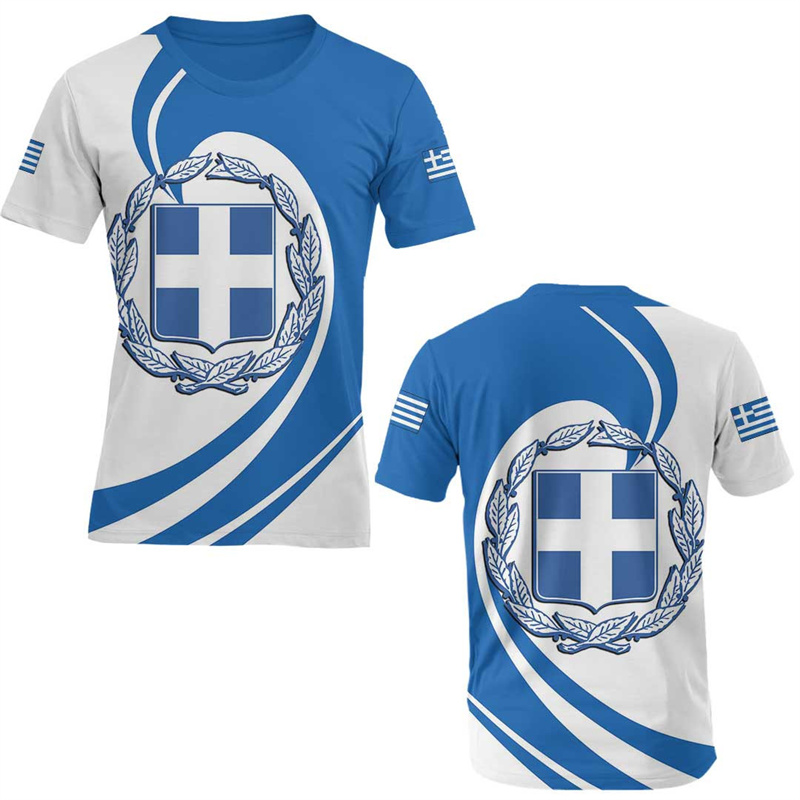 Summer Clothing For Greece - اليونان العلم خريطة ثلاثية الأبعاد مطبوعة