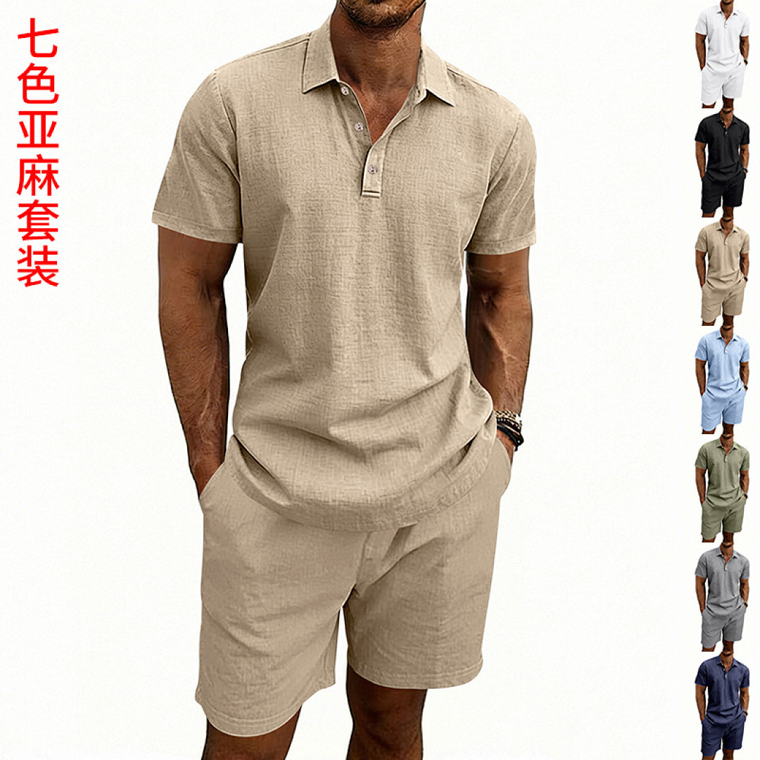 Linen Shorts Men - طقم صيفي كاجوال للرجال من الكتان،