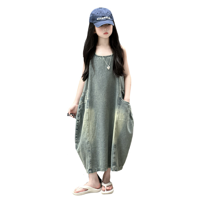 Summer Clothing For Kids Girls - فستان كلاسيكي أزرق للأطفال البنات عالي