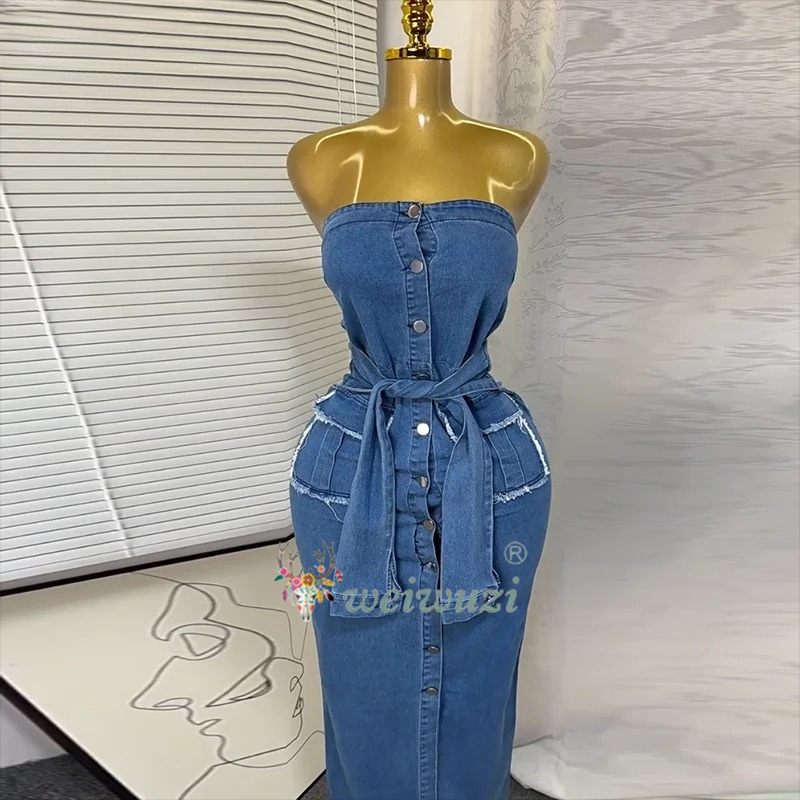 Summer Clothing Juniors - فستان جينز نسائي جديد 2026 بتصميم