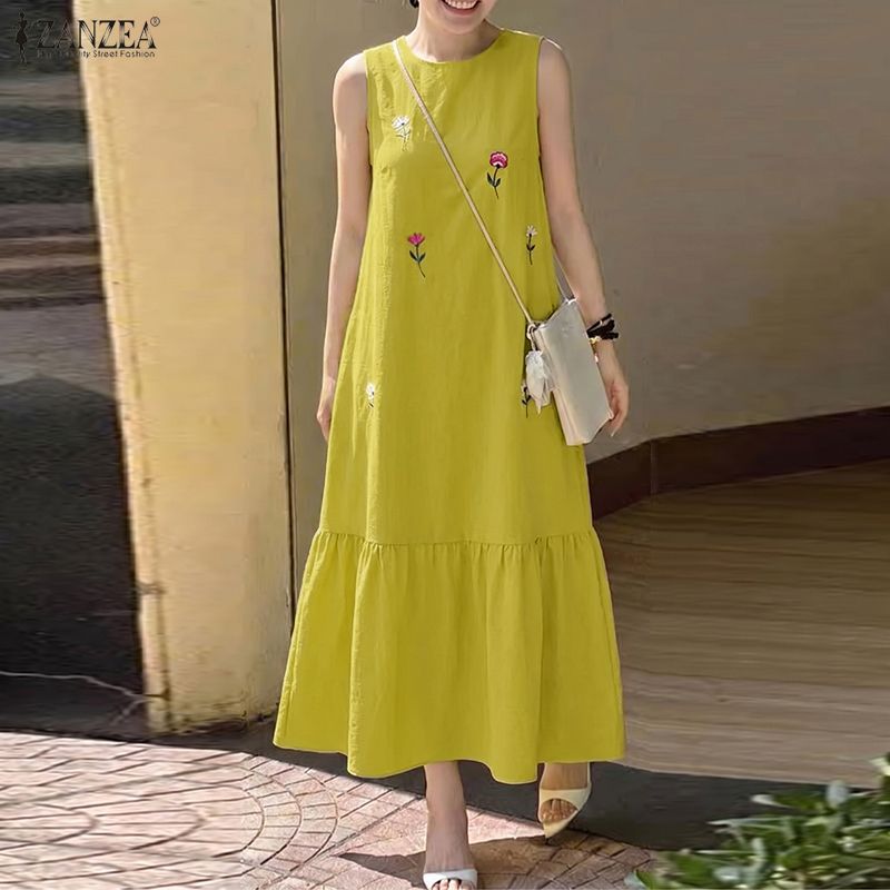 Sundress Midi Floral - فستان صيفي أنيق من ZANZEA للنساء،