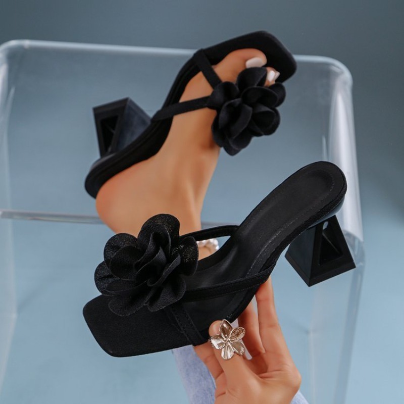 Summer Clothing On Sale - صنادل نسائية مزينة بزهور ثلاثية الأبعاد،