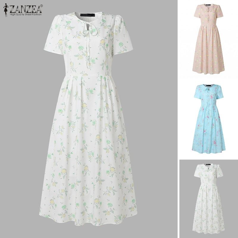 Sundress Midi Floral - فستان صيفي للشاطئ من ZANZEA، فساتين