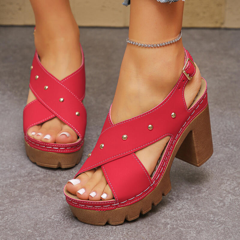 Summer Clothing On Sale - خمر سوبر عالية الكعب عبر حزام