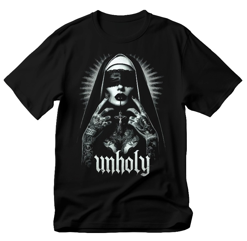 تي شيرت Unholy Nun: قميص هالوي - مراجعة Summer Goth Clothing وسعره