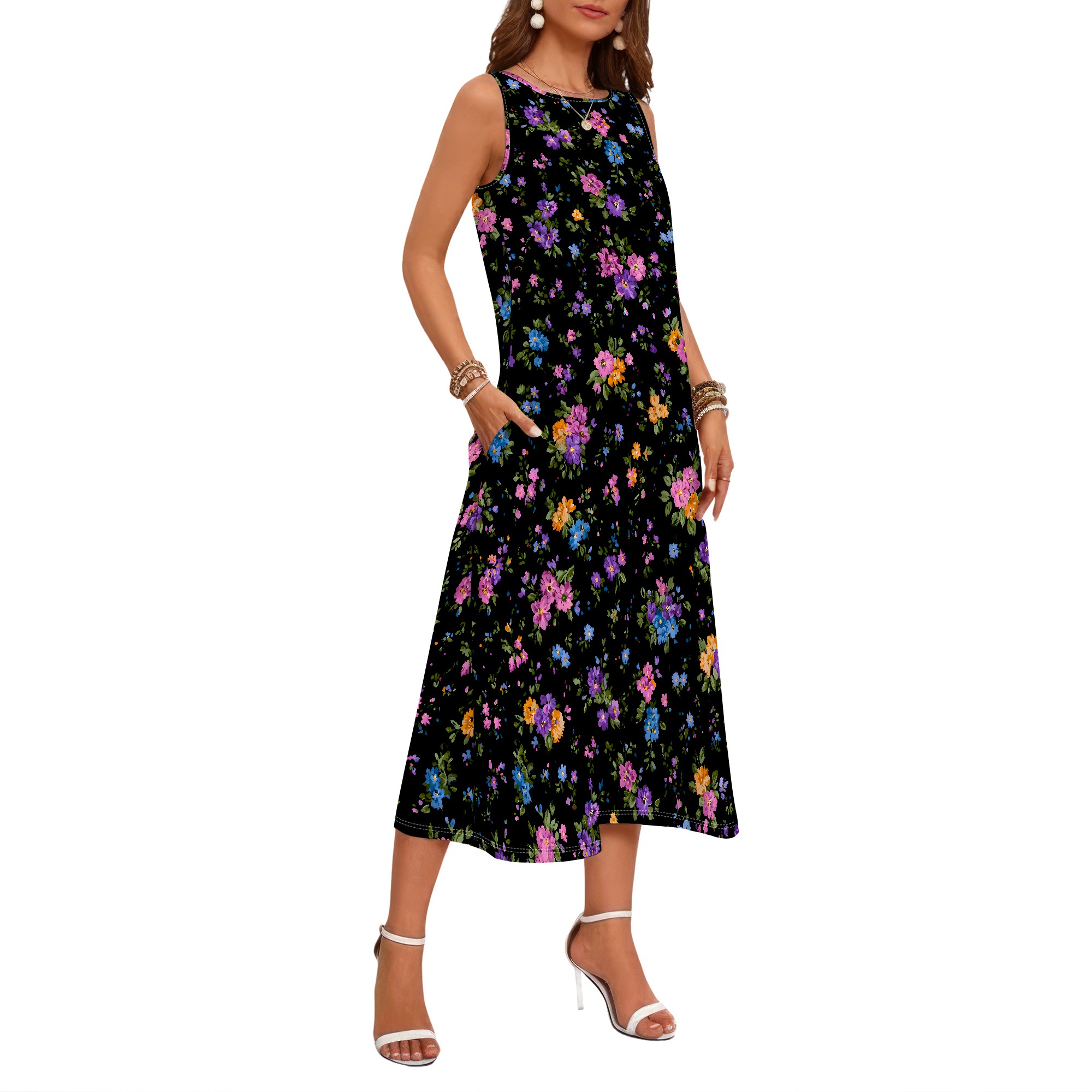 فستان بدون أكمام بطبعة زهور، ف - مراجعة Sundress Midi Floral وسعره