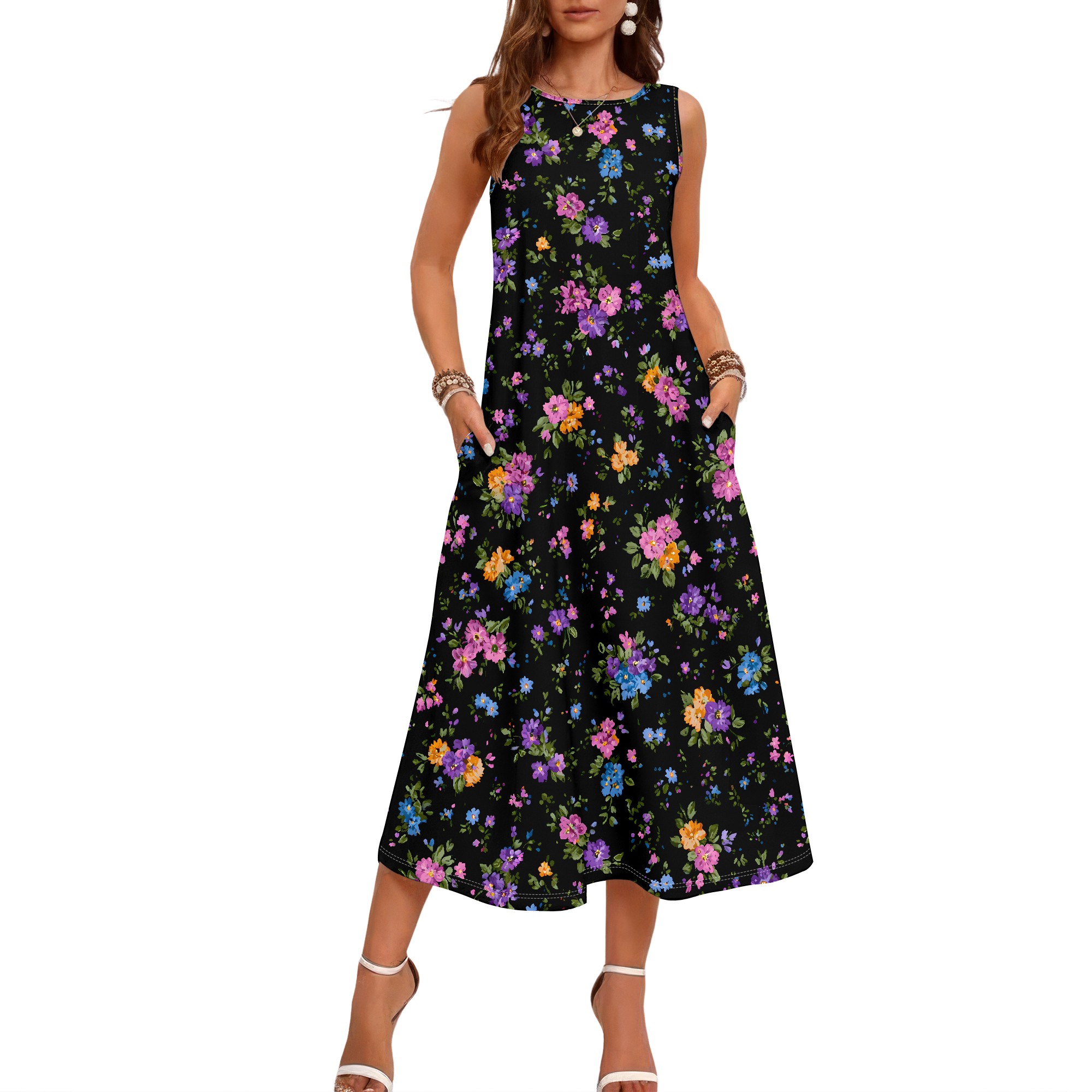 فستان بدون أكمام بطبعة زهور، ف - مراجعة Sundress Midi Floral وسعره