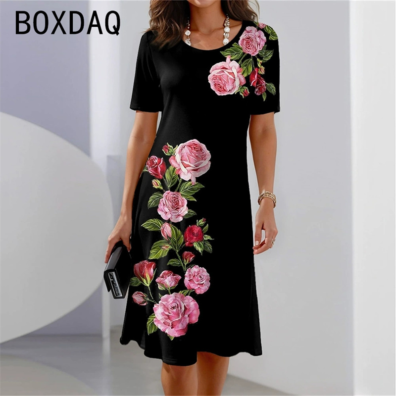 فستان بوهيمي بأكمام قصيرة ورقب - مراجعة Sundress Midi Floral وسعره