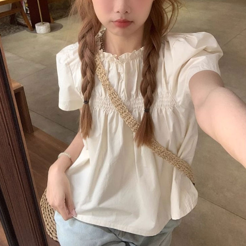 Shirring قمصان بلون واحد ملابس - مراجعة Summer Clothing In French وسعره