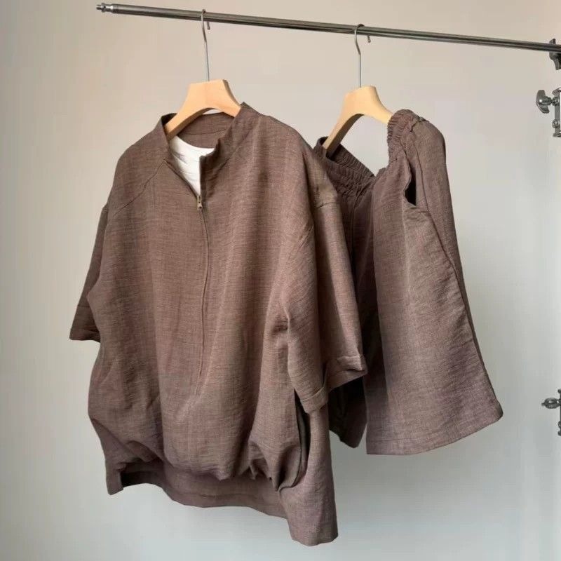 طقم رجالي صيفي من قطعتين من ال - مراجعة Linen Shorts Men وسعره