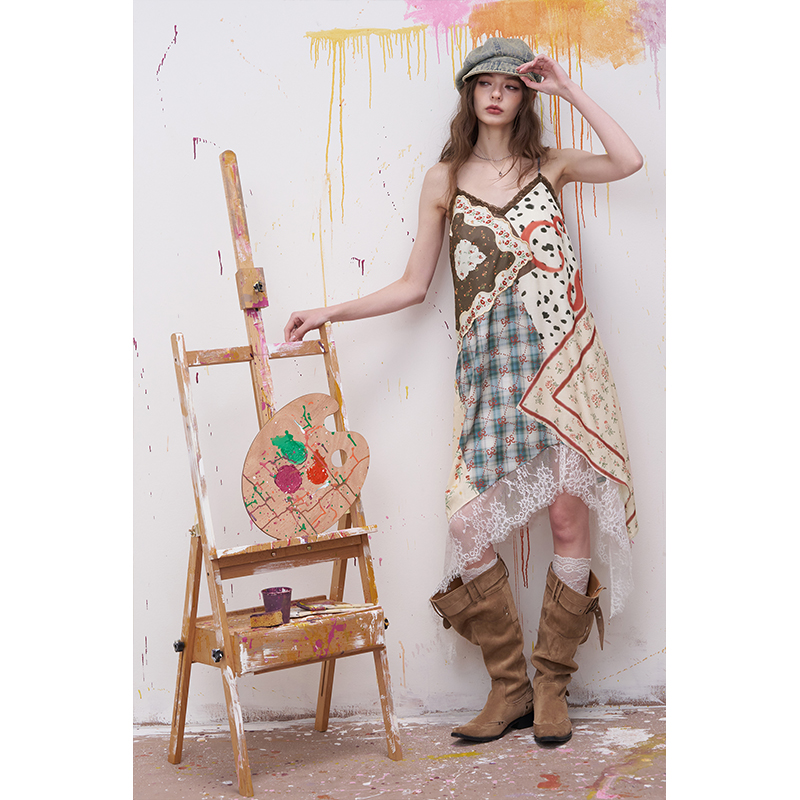 فستان ELFSACK بتصميم مرقع ومطب - مراجعة Sundress Midi Floral وسعره