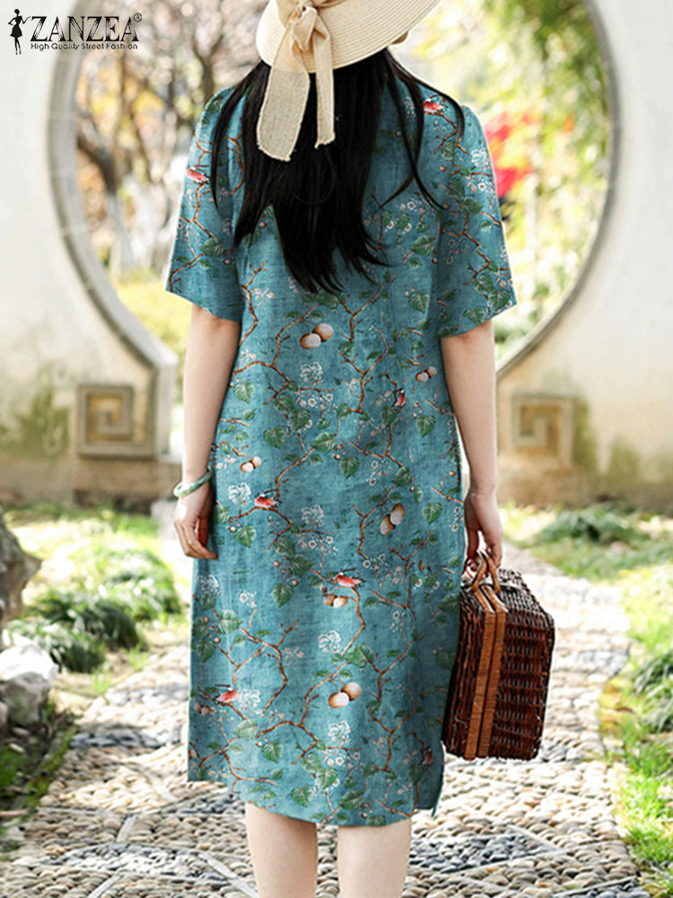ZANZEA فستان زهري عتيق فستان ص - مراجعة Sundress Midi Floral وسعره
