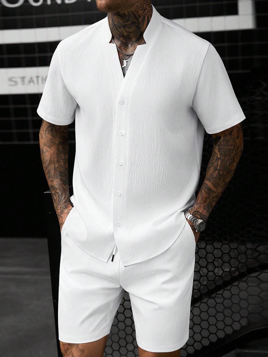 طقم قميص رجالي قصير الأكمام من - مراجعة Linen Shorts Men وسعره