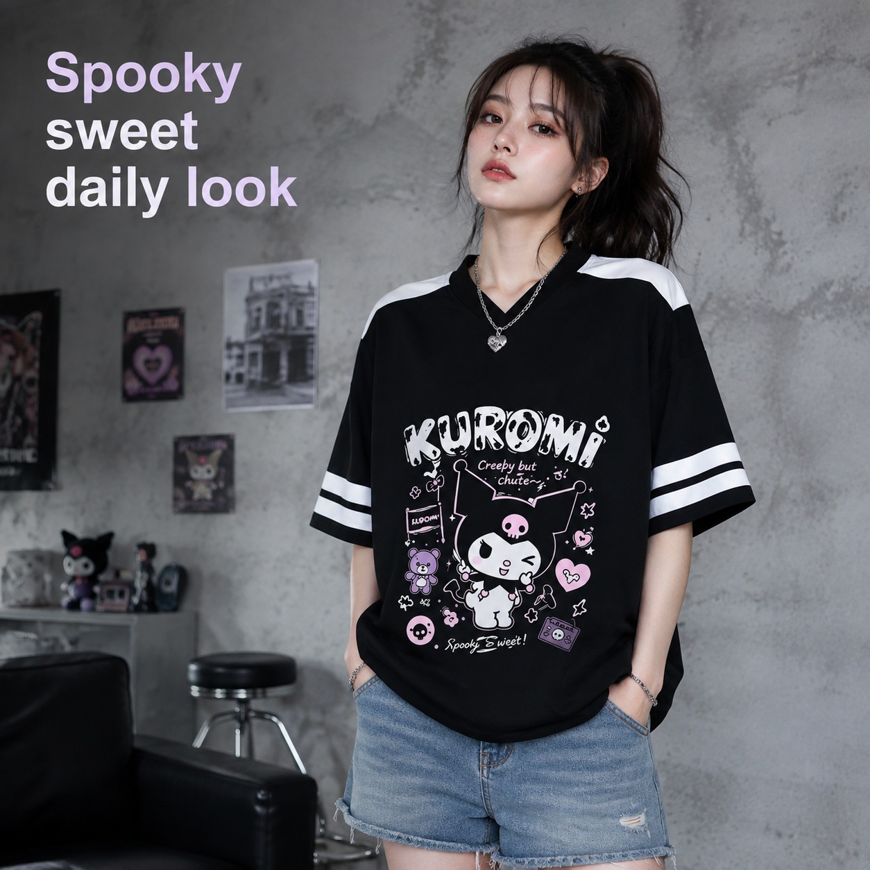 تي شيرت كاجوال أسود وأبيض بتصم - مراجعة Summer Goth Clothing وسعره