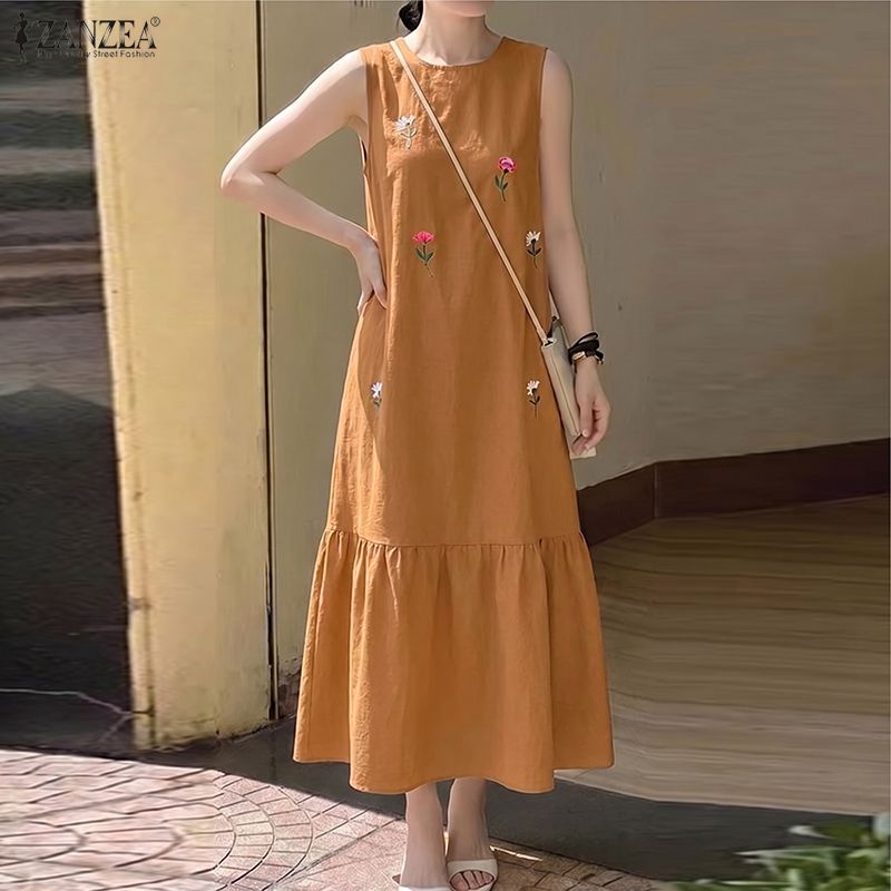 فستان صيفي أنيق من ZANZEA للنس - مراجعة Sundress Midi Floral وسعره