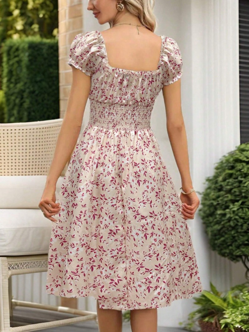 فساتين زهرية أنيقة للنساء بخصر - مراجعة Sundress Midi Floral وسعره