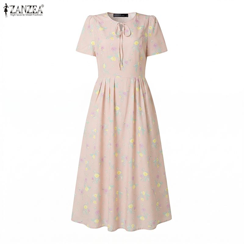 فستان صيفي للشاطئ من ZANZEA، ف - مراجعة Sundress Midi Floral وسعره