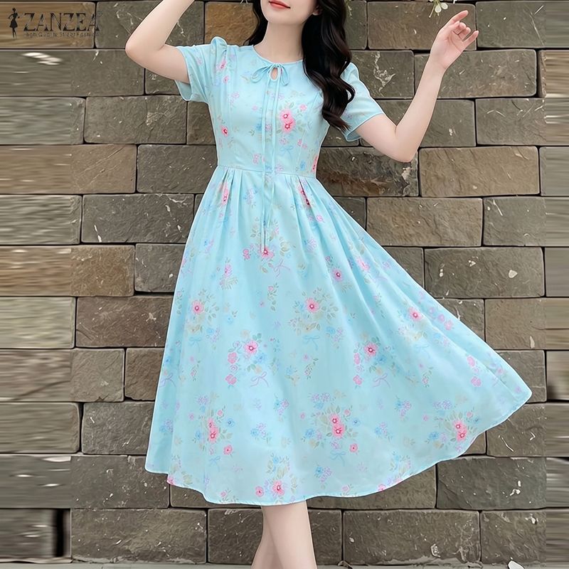 فستان صيفي للشاطئ من ZANZEA، ف - مراجعة Sundress Midi Floral وسعره