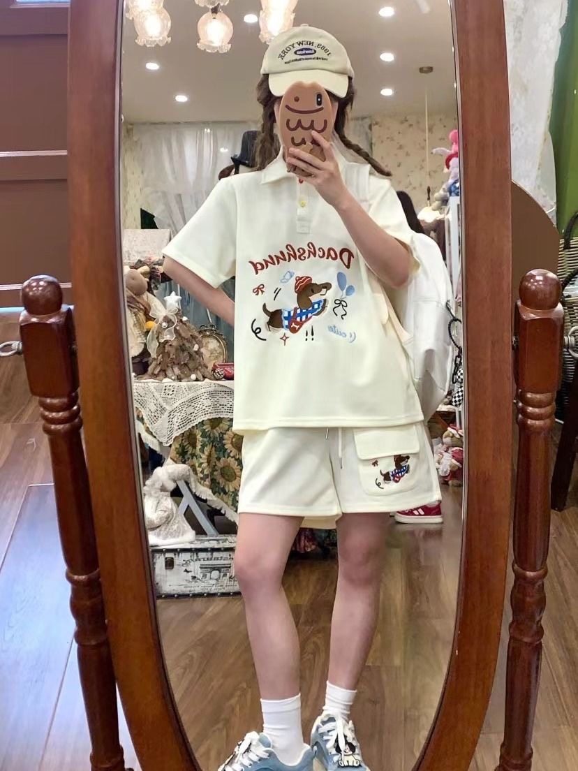 Kawaii التطريز الكلب اليابان ن - مراجعة Summer Clothing Juniors وسعره