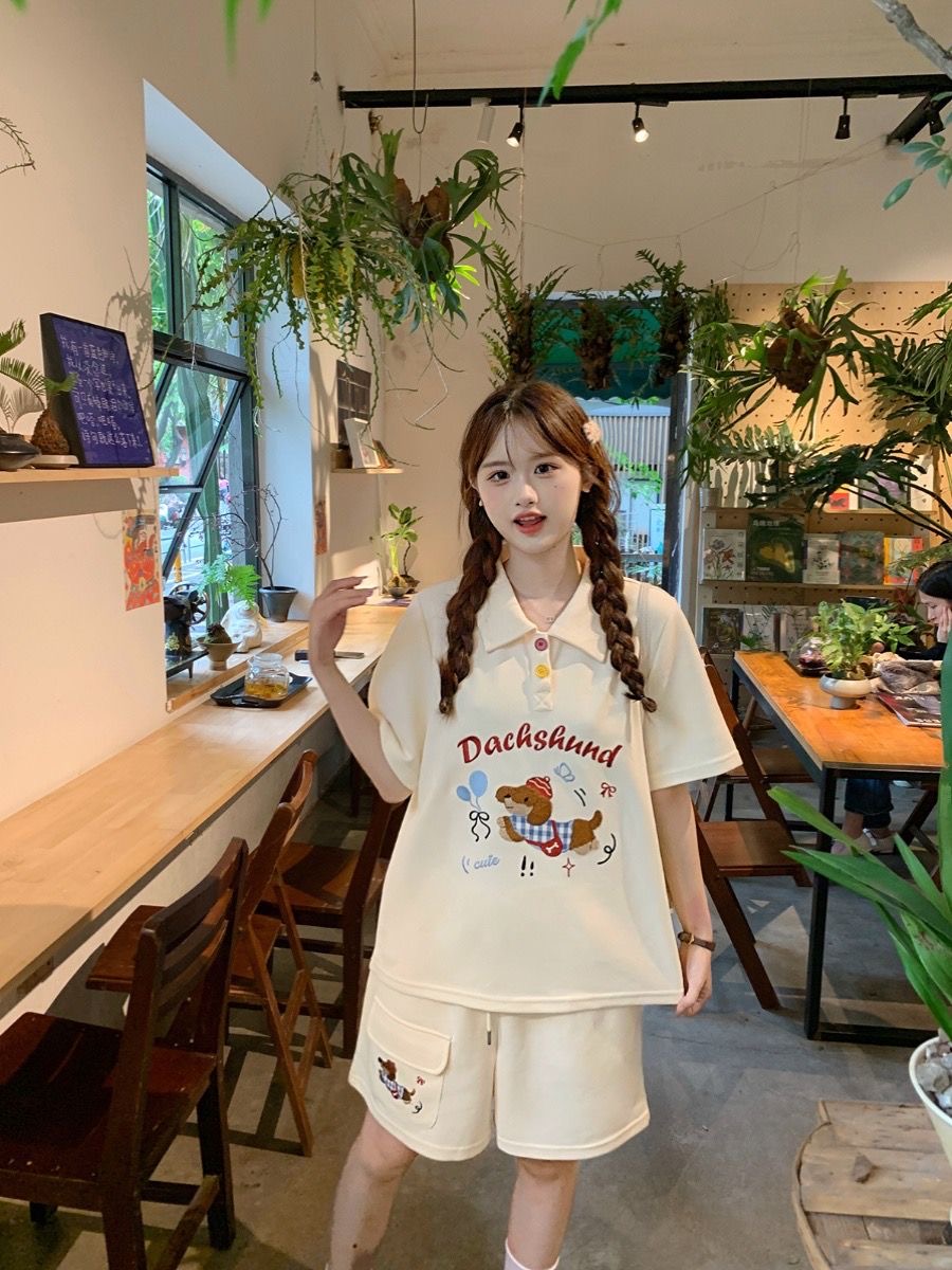 Kawaii التطريز الكلب اليابان ن - مراجعة Summer Clothing Juniors وسعره